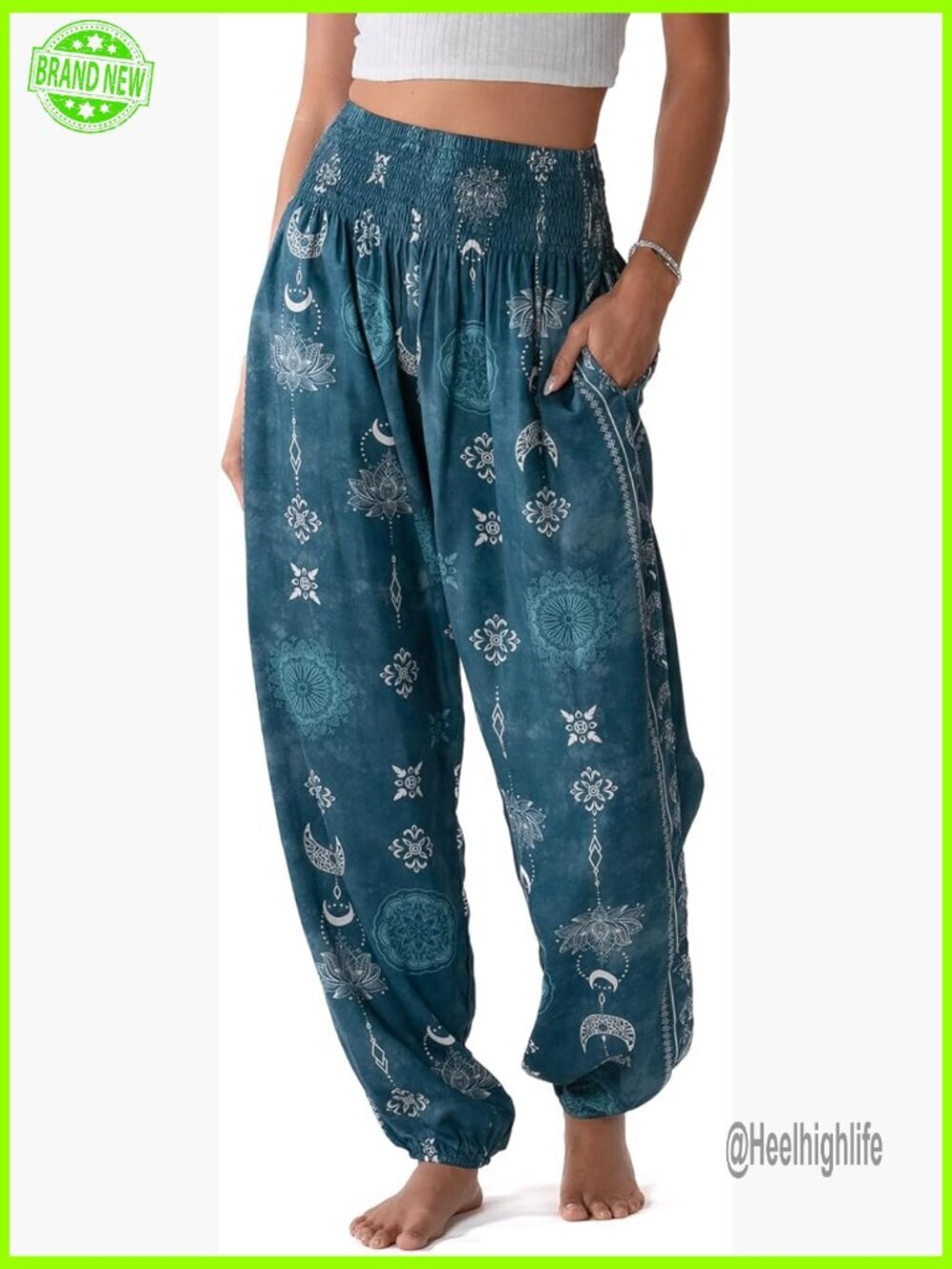 High Waisted Harem Pants Rayon Yoga Lounge Boho Flowy